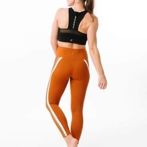 Zyia Leggings Womens 7/8 Joplin Orange Striped Light N Tight High Rise  NWOT